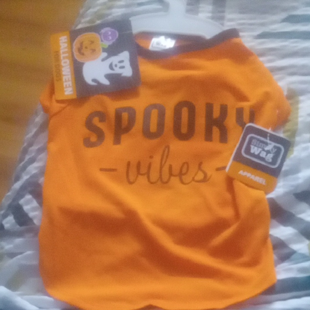 Halloween Dog Shirt - Spooky Vibes Orange medium